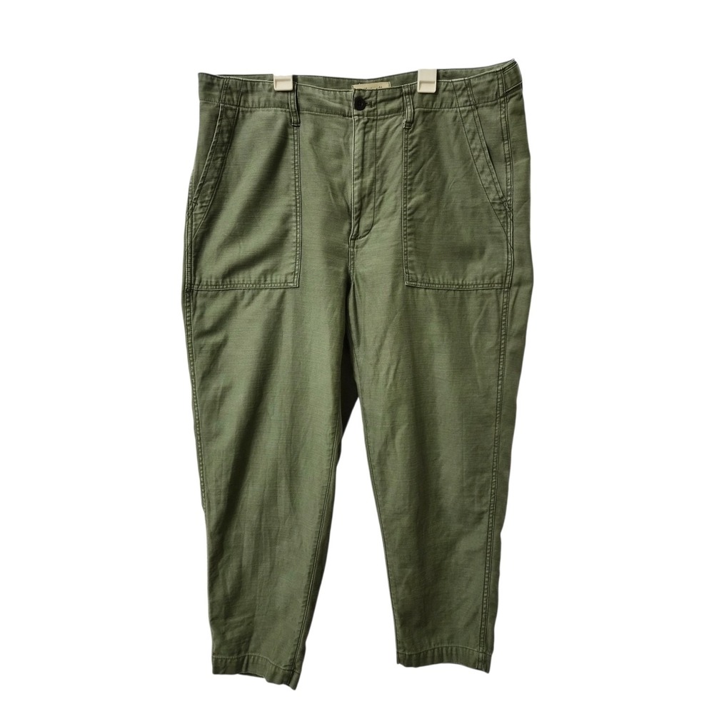 Madewell Pants Womens 32 Green Griff Tapered 100% Cotton Minimalist Resort